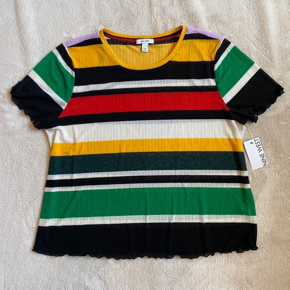 NEW Nine West Multi-Color Stripe Blouse Top XXL - Picture 2 of 10